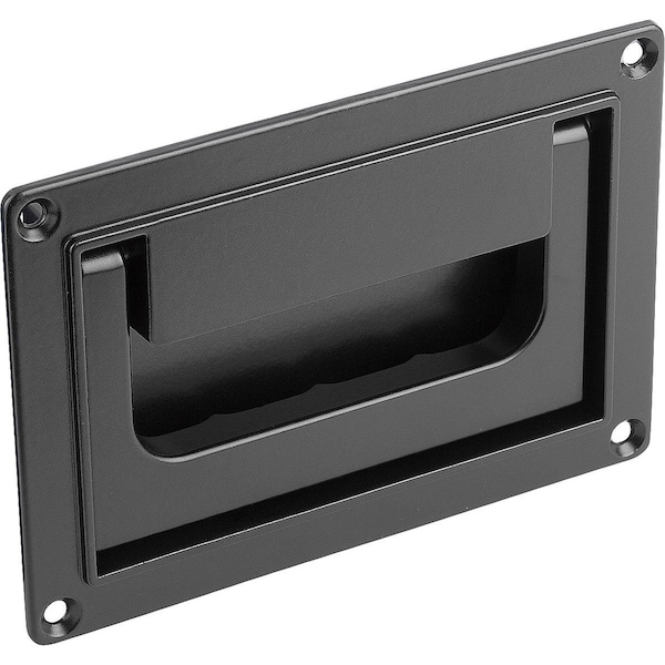 Recessed Handle Fold-Down, L=170, H=80, Form:B, Screw On Aluminum, Black, Comp:Powder-Coated